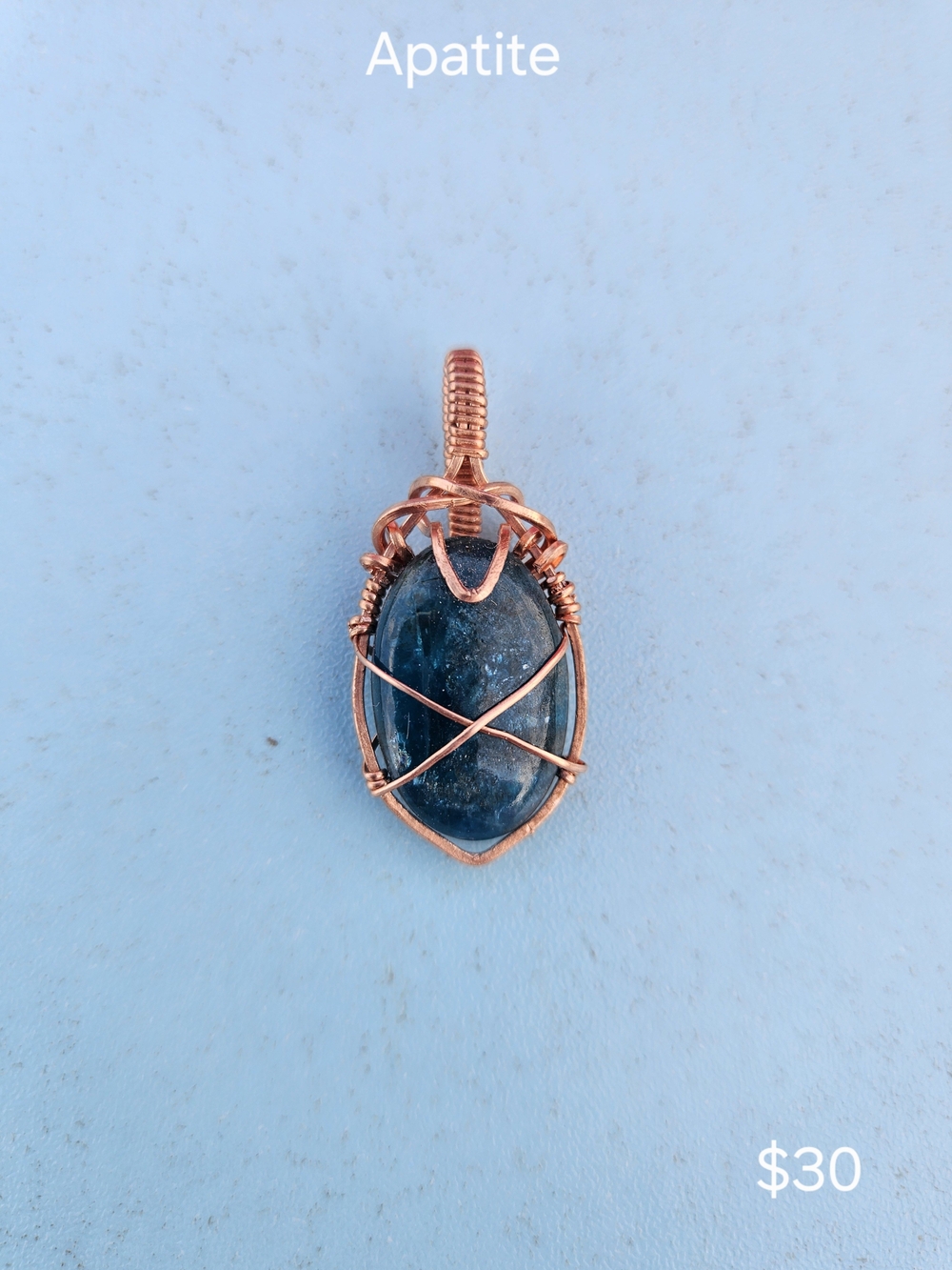 Wire-Wrapped Apatite Pendant in Copper